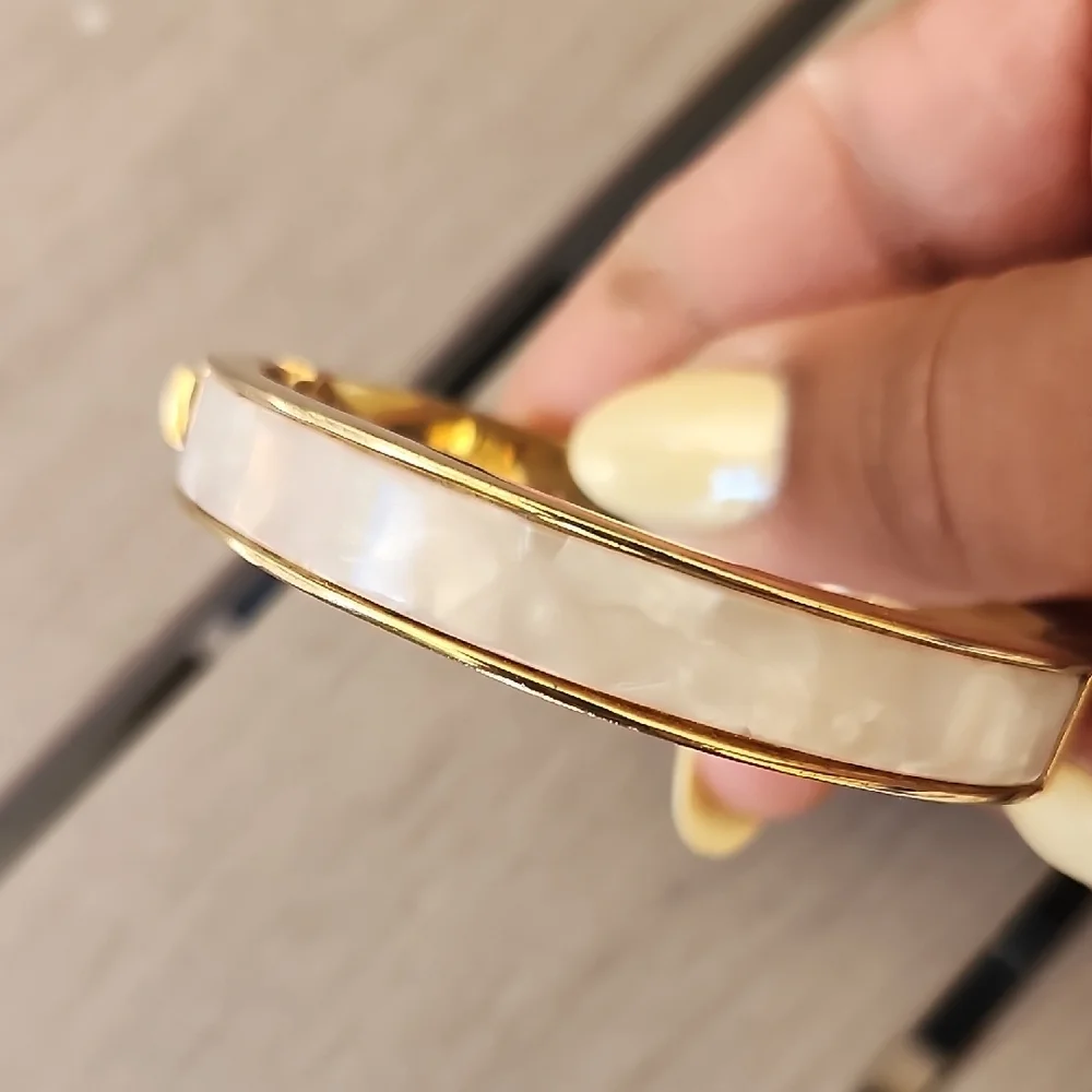 kate spade Gold and White Heart Accent Bangle